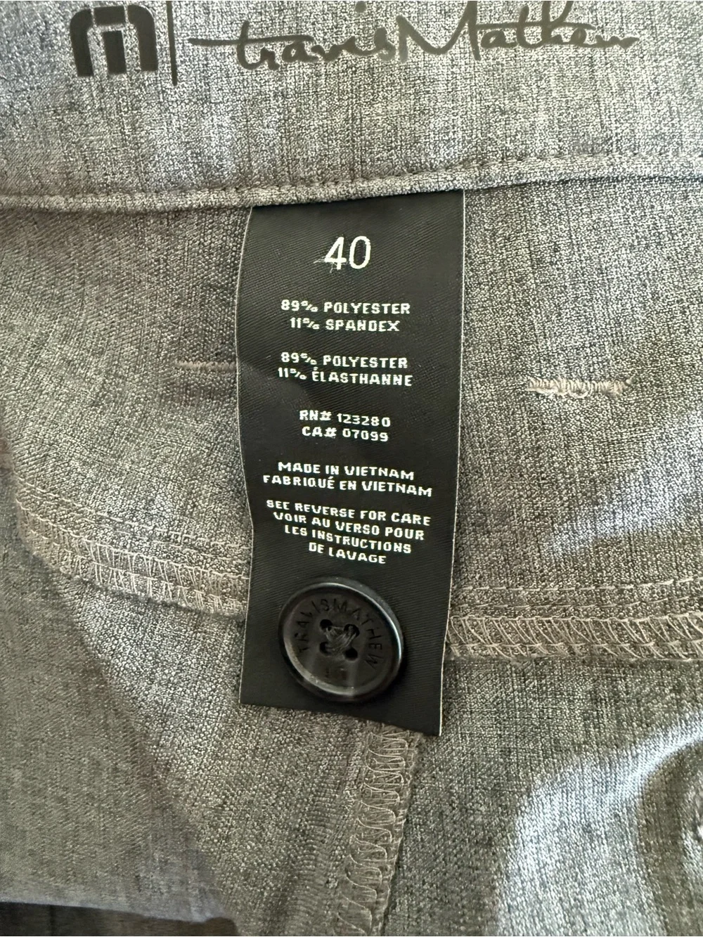 TRAVIS MATHEW Open To Close Performance Pants Grey Size 40 NWOT